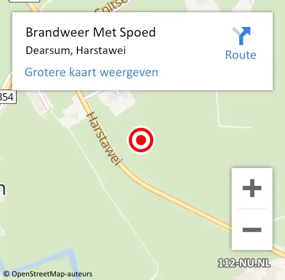 Locatie op kaart van de 112 melding: Brandweer Met Spoed Naar Dearsum, Harstawei op 14 september 2021 18:57