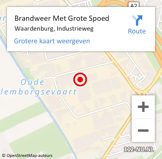 Locatie op kaart van de 112 melding: Brandweer Met Grote Spoed Naar Waardenburg, Industrieweg op 14 september 2021 18:58