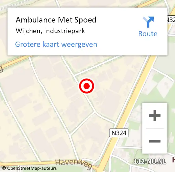 Locatie op kaart van de 112 melding: Ambulance Met Spoed Naar Wijchen, Industriepark op 14 september 2021 19:08