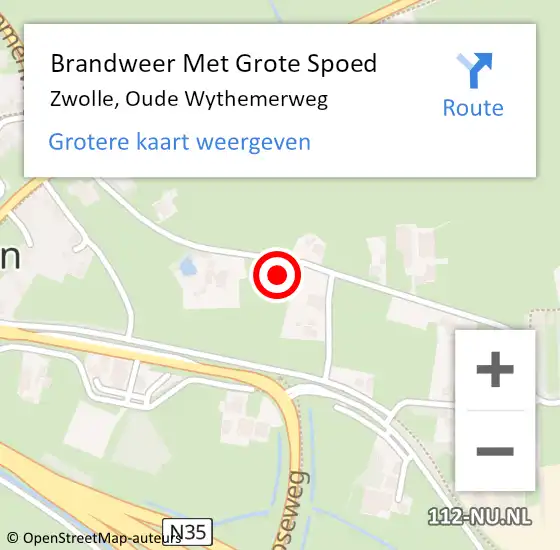 Locatie op kaart van de 112 melding: Brandweer Met Grote Spoed Naar Zwolle, Oude Wythemerweg op 14 september 2021 19:25