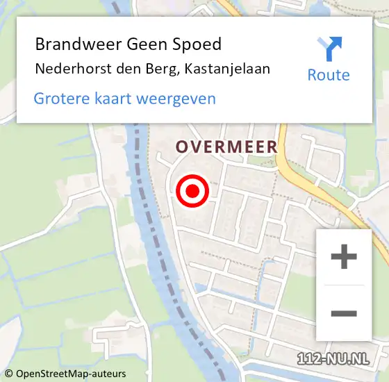 Locatie op kaart van de 112 melding: Brandweer Geen Spoed Naar Nederhorst den Berg, Kastanjelaan op 14 september 2021 19:59