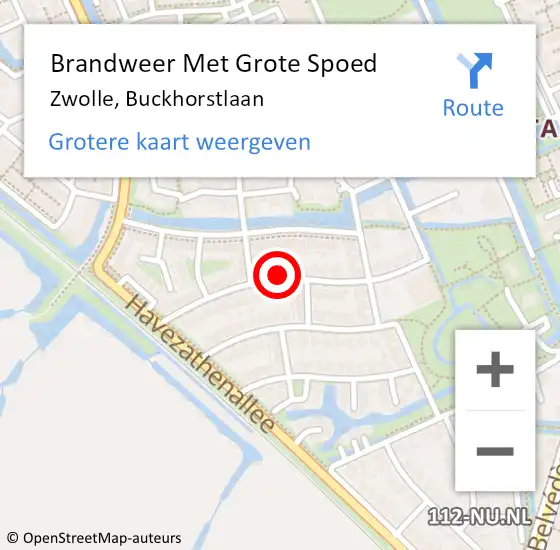 Locatie op kaart van de 112 melding: Brandweer Met Grote Spoed Naar Zwolle, Buckhorstlaan op 14 september 2021 20:04