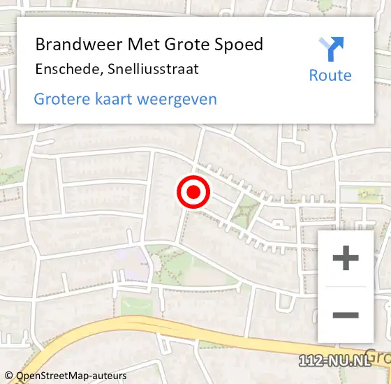 Locatie op kaart van de 112 melding: Brandweer Met Grote Spoed Naar Enschede, Snelliusstraat op 14 september 2021 20:06