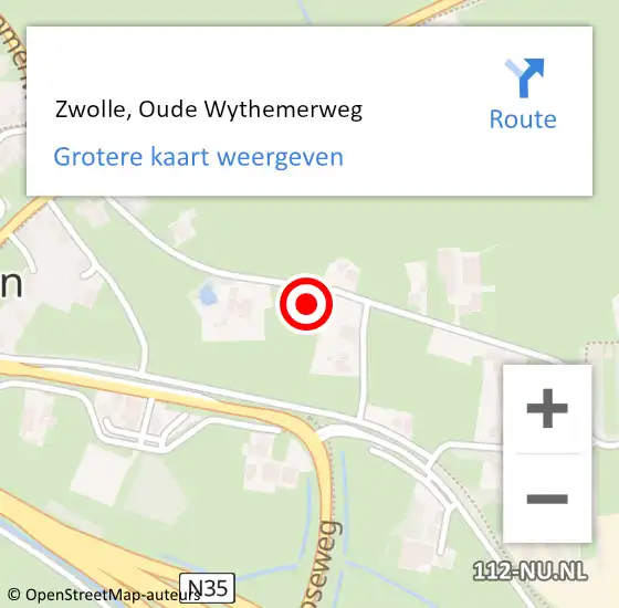 Locatie op kaart van de 112 melding:  Zwolle, Oude Wythemerweg op 14 september 2021 20:54