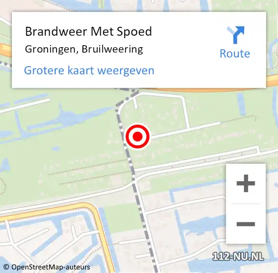 Locatie op kaart van de 112 melding: Brandweer Met Spoed Naar Groningen, Bruilweering op 14 september 2021 21:04