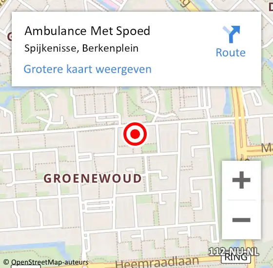 Locatie op kaart van de 112 melding: Ambulance Met Spoed Naar Spijkenisse, Berkenplein op 14 september 2021 21:19