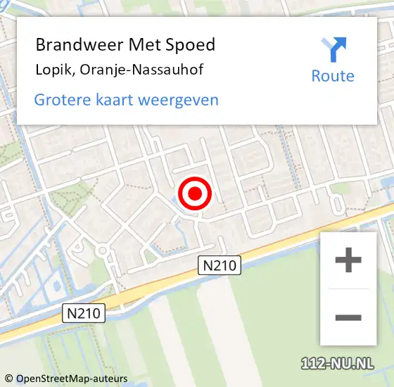 Locatie op kaart van de 112 melding: Brandweer Met Spoed Naar Lopik, Oranje-Nassauhof op 14 september 2021 21:19