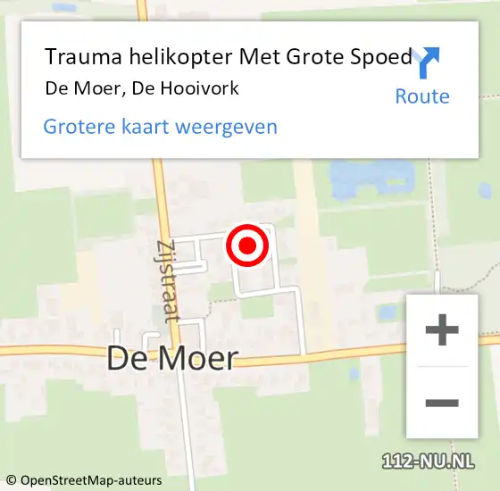 Locatie op kaart van de 112 melding: Trauma helikopter Met Grote Spoed Naar De Moer, De Hooivork op 14 september 2021 21:22