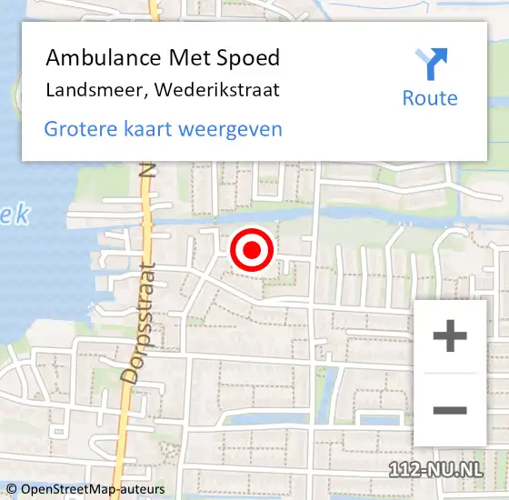 Locatie op kaart van de 112 melding: Ambulance Met Spoed Naar Landsmeer, Wederikstraat op 14 september 2021 21:32