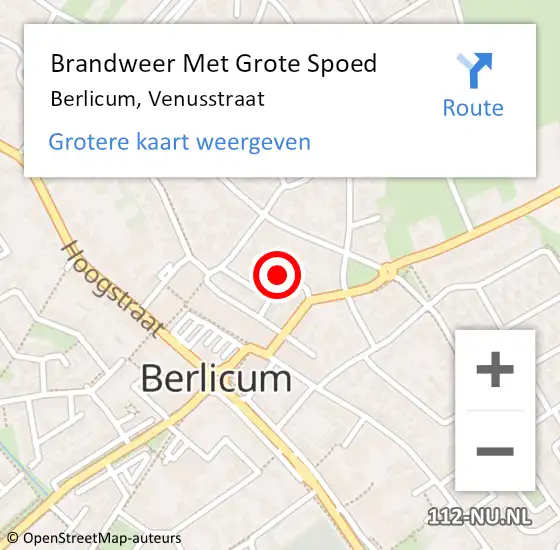 Locatie op kaart van de 112 melding: Brandweer Met Grote Spoed Naar Berlicum, Venusstraat op 14 september 2021 21:38