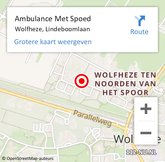 Locatie op kaart van de 112 melding: Ambulance Met Spoed Naar Wolfheze, Lindeboomlaan op 14 september 2021 21:41