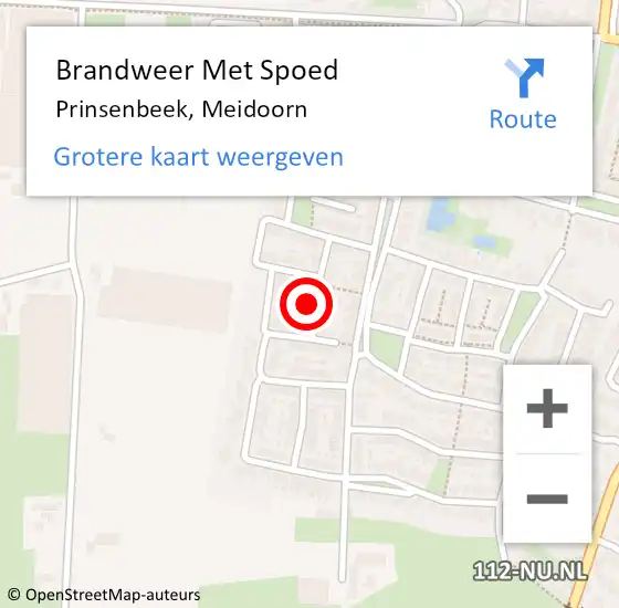 Locatie op kaart van de 112 melding: Brandweer Met Spoed Naar Prinsenbeek, Meidoorn op 14 september 2021 21:43