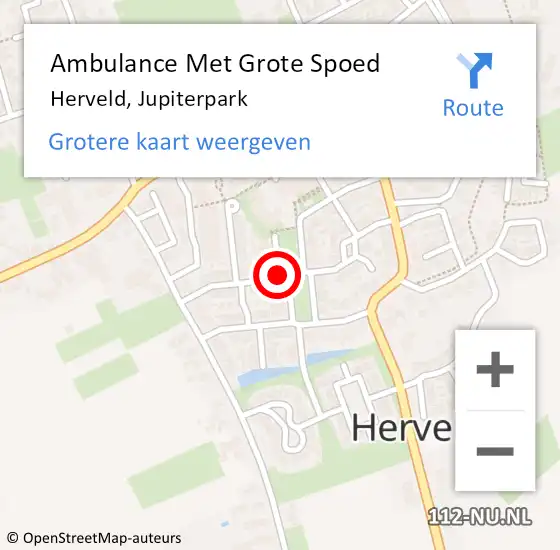 Locatie op kaart van de 112 melding: Ambulance Met Grote Spoed Naar Herveld, Jupiterpark op 14 september 2021 22:05