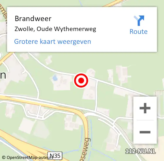 Locatie op kaart van de 112 melding: Brandweer Zwolle, Oude Wythemerweg op 14 september 2021 22:15