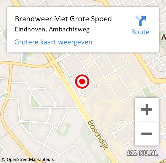 Locatie op kaart van de 112 melding: Brandweer Met Grote Spoed Naar Eindhoven, Ambachtsweg op 14 september 2021 22:29