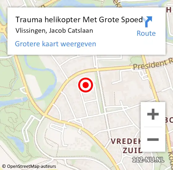 Locatie op kaart van de 112 melding: Trauma helikopter Met Grote Spoed Naar Vlissingen, Jacob Catslaan op 14 september 2021 23:05