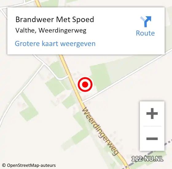 Locatie op kaart van de 112 melding: Brandweer Met Spoed Naar Valthe, Weerdingerweg op 14 september 2021 23:08