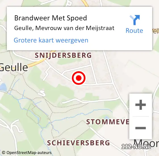 Locatie op kaart van de 112 melding: Brandweer Met Spoed Naar Geulle, Mevrouw van der Meijstraat op 14 september 2021 23:12