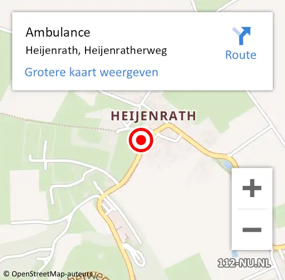 Locatie op kaart van de 112 melding: Ambulance Heijenrath, Heijenratherweg op 23 juni 2014 03:33