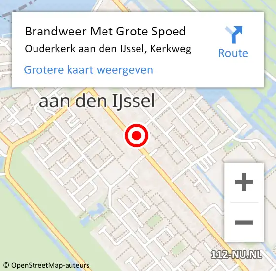 Locatie op kaart van de 112 melding: Brandweer Met Grote Spoed Naar Ouderkerk aan den IJssel, Kerkweg op 15 september 2021 00:27