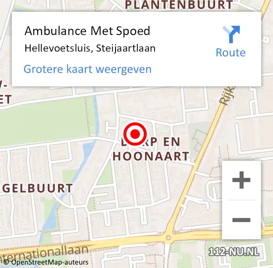 Locatie op kaart van de 112 melding: Ambulance Met Spoed Naar Hellevoetsluis, Steijaartlaan op 15 september 2021 00:29