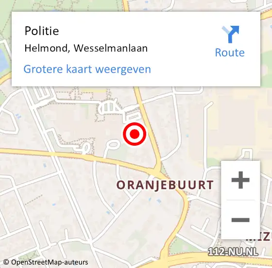 Locatie op kaart van de 112 melding: Politie Helmond, Wesselmanlaan op 15 september 2021 00:56