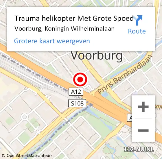 Locatie op kaart van de 112 melding: Trauma helikopter Met Grote Spoed Naar Voorburg, Koningin Wilhelminalaan op 15 september 2021 01:43