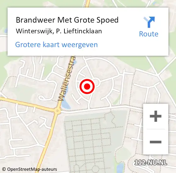 Locatie op kaart van de 112 melding: Brandweer Met Grote Spoed Naar Winterswijk, P. Lieftincklaan op 15 september 2021 03:19