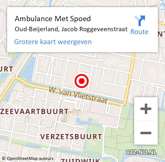 Locatie op kaart van de 112 melding: Ambulance Met Spoed Naar Oud-Beijerland, Jacob Roggeveenstraat op 15 september 2021 03:49