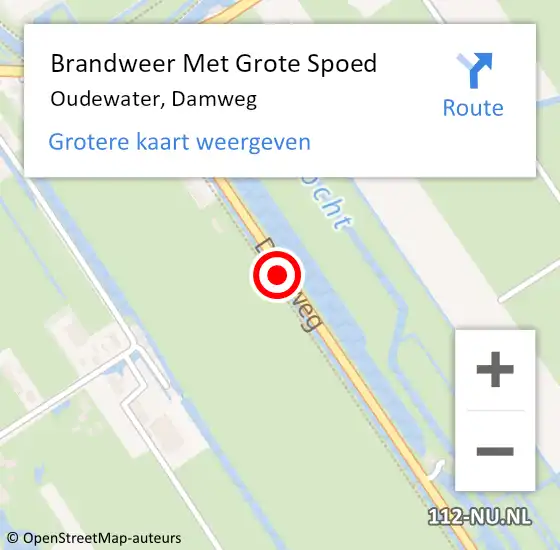 Locatie op kaart van de 112 melding: Brandweer Met Grote Spoed Naar Oudewater, Damweg op 15 september 2021 05:46