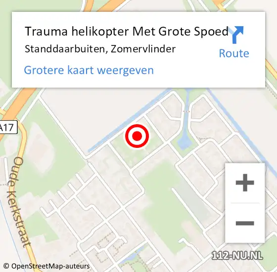 Locatie op kaart van de 112 melding: Trauma helikopter Met Grote Spoed Naar Standdaarbuiten, Zomervlinder op 15 september 2021 05:53