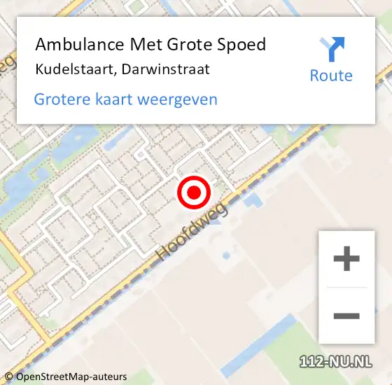 Locatie op kaart van de 112 melding: Ambulance Met Grote Spoed Naar Kudelstaart, Darwinstraat op 15 september 2021 06:30