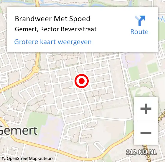 Locatie op kaart van de 112 melding: Brandweer Met Spoed Naar Gemert, Rector Beversstraat op 15 september 2021 07:00