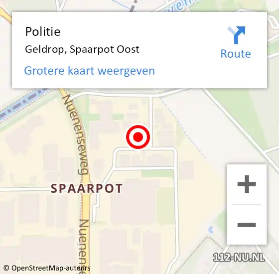 Locatie op kaart van de 112 melding: Politie Geldrop, Spaarpot Oost op 15 september 2021 07:05