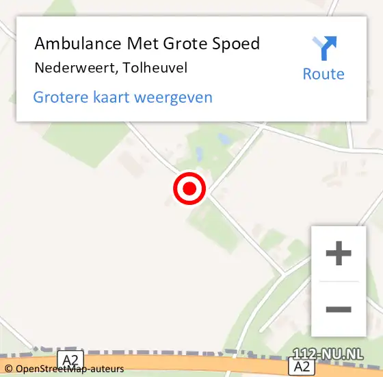 Locatie op kaart van de 112 melding: Ambulance Met Grote Spoed Naar Nederweert, Tolheuvel op 15 september 2021 07:51