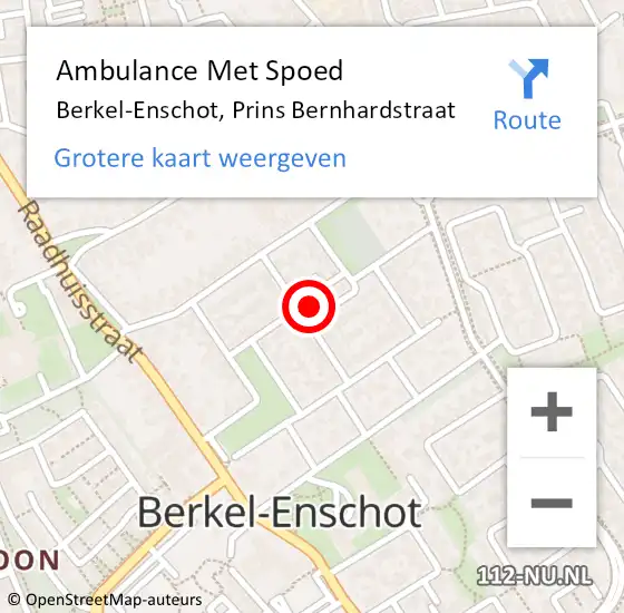 Locatie op kaart van de 112 melding: Ambulance Met Spoed Naar Berkel-Enschot, Prins Bernhardstraat op 23 juni 2014 05:11