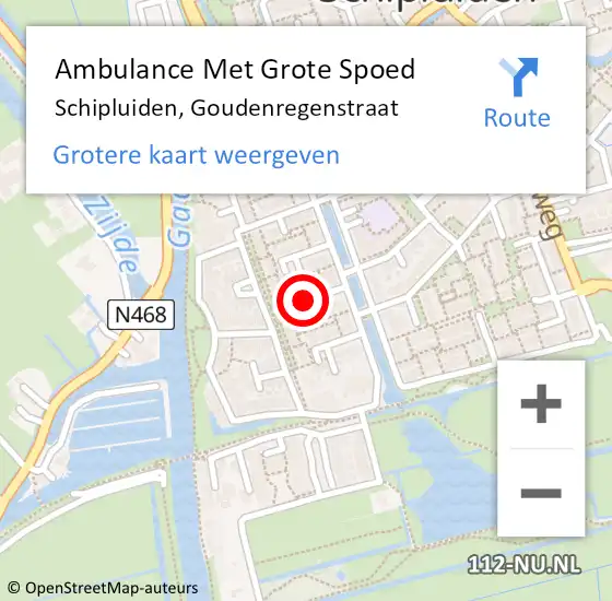 Locatie op kaart van de 112 melding: Ambulance Met Grote Spoed Naar Schipluiden, Goudenregenstraat op 15 september 2021 08:24