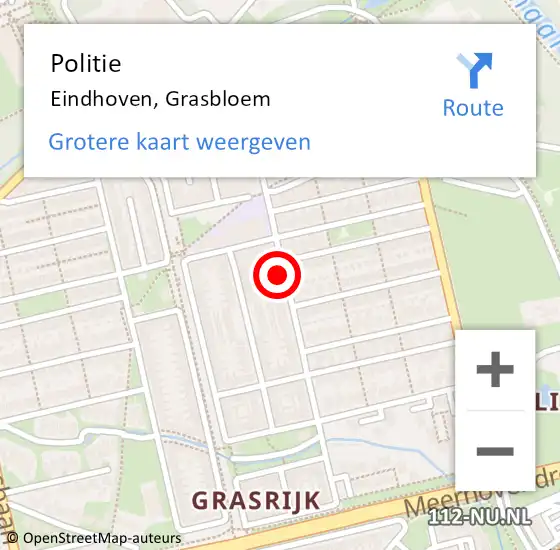 Locatie op kaart van de 112 melding: Politie Eindhoven, Grasbloem op 15 september 2021 08:25