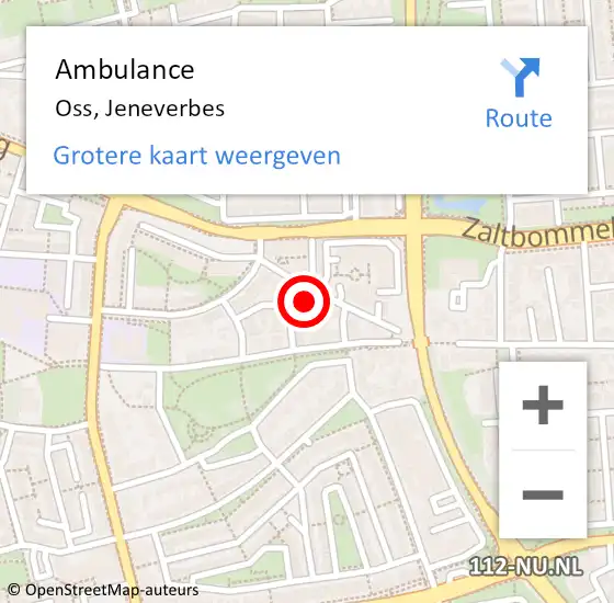 Locatie op kaart van de 112 melding: Ambulance Oss, Jeneverbes op 15 september 2021 08:30