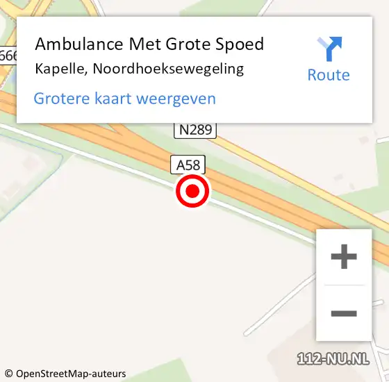 Locatie op kaart van de 112 melding: Ambulance Met Grote Spoed Naar Kapelle, Noordhoeksewegeling op 5 oktober 2013 23:30