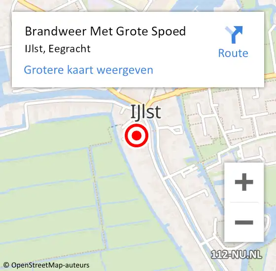 Locatie op kaart van de 112 melding: Brandweer Met Grote Spoed Naar IJlst, Eegracht op 15 september 2021 08:47