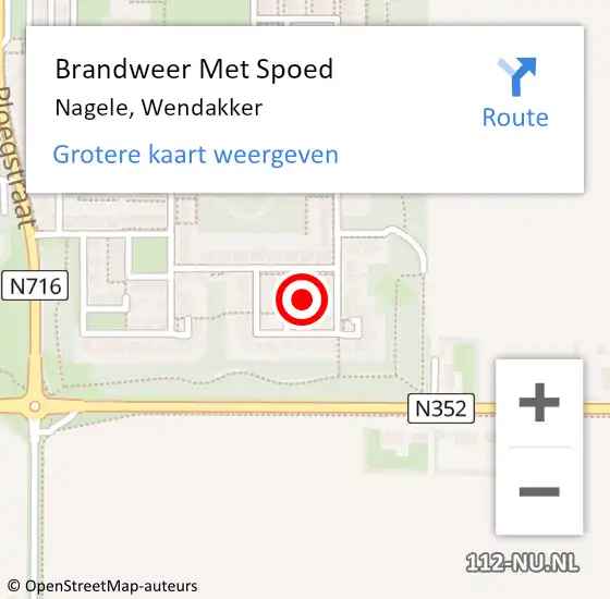 Locatie op kaart van de 112 melding: Brandweer Met Spoed Naar Nagele, Wendakker op 15 september 2021 09:01