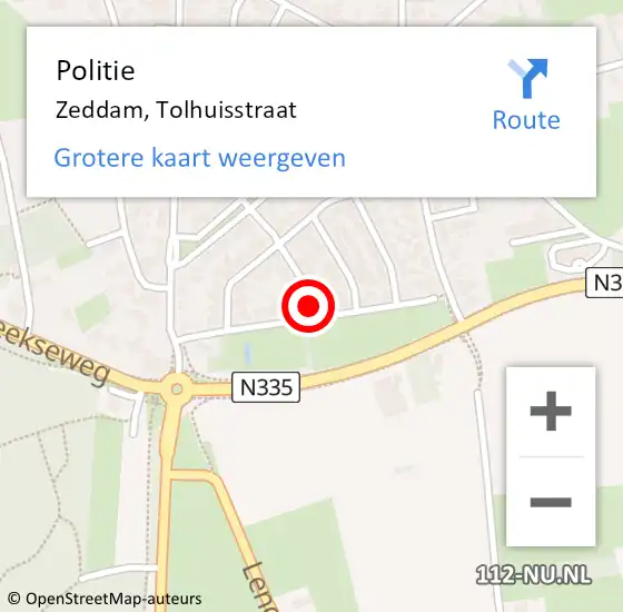 Locatie op kaart van de 112 melding: Politie Zeddam, Tolhuisstraat op 15 september 2021 09:07