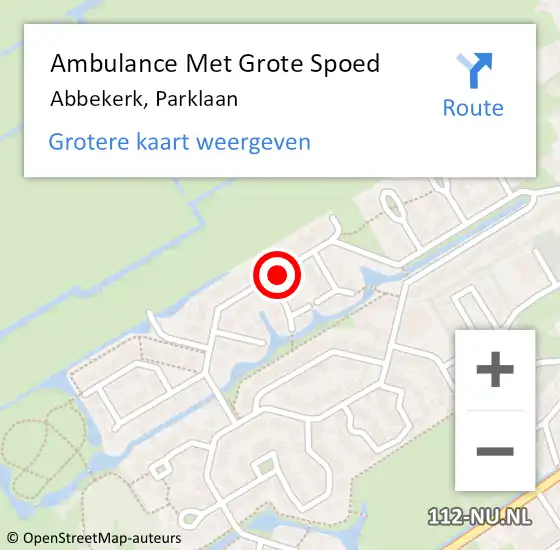 Locatie op kaart van de 112 melding: Ambulance Met Grote Spoed Naar Abbekerk, Parklaan op 15 september 2021 09:18