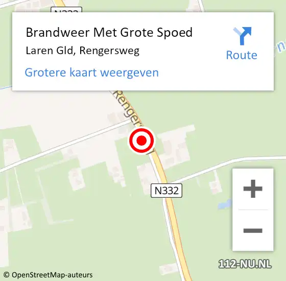 Locatie op kaart van de 112 melding: Brandweer Met Grote Spoed Naar Laren Gld, Rengersweg op 23 juni 2014 05:54