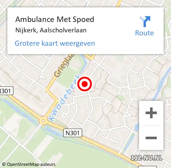 Locatie op kaart van de 112 melding: Ambulance Met Spoed Naar Nijkerk, Aalscholverlaan op 15 september 2021 09:31