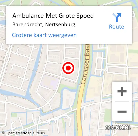 Locatie op kaart van de 112 melding: Ambulance Met Grote Spoed Naar Barendrecht, Nertsenburg op 15 september 2021 10:21