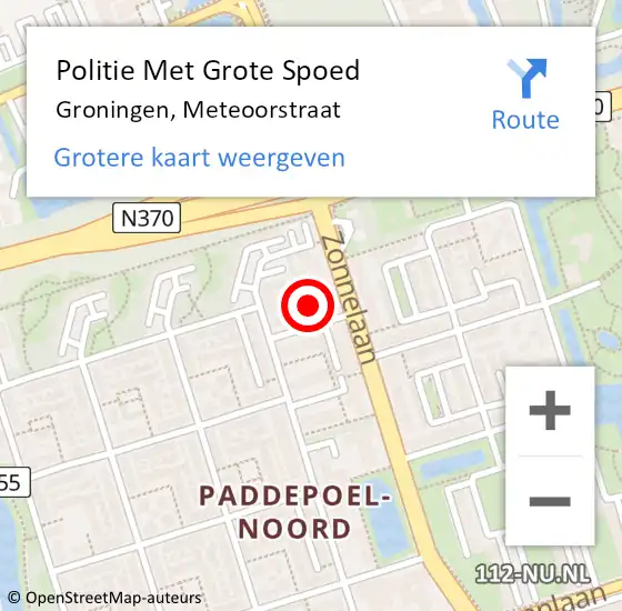 Locatie op kaart van de 112 melding: Politie Met Grote Spoed Naar Groningen, Meteoorstraat op 15 september 2021 10:34