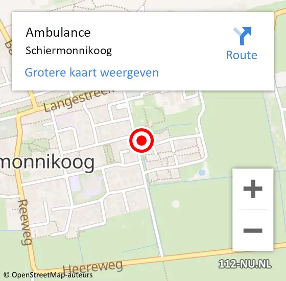 Locatie op kaart van de 112 melding: Ambulance Schiermonnikoog op 15 september 2021 10:46