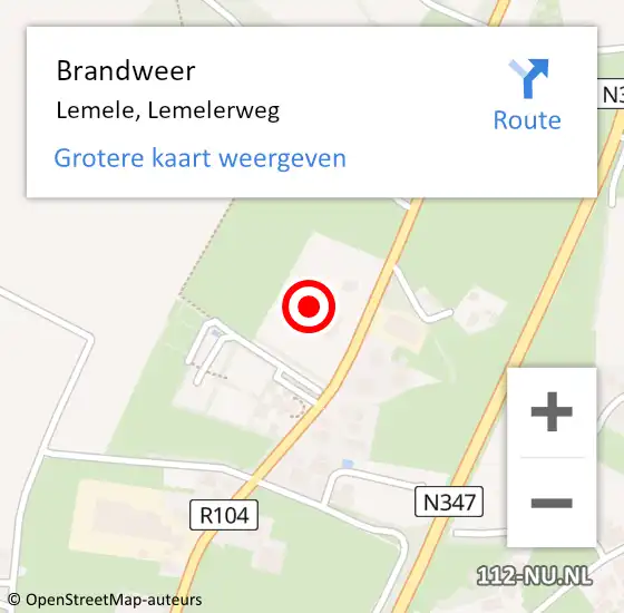 Locatie op kaart van de 112 melding: Brandweer Lemele, Lemelerweg op 15 september 2021 10:52